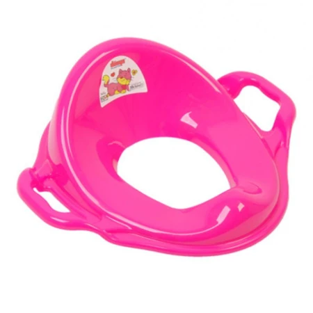 Накладка детская на унитаз (адаптер с ручками) 43*37*15см пластик малина (15)