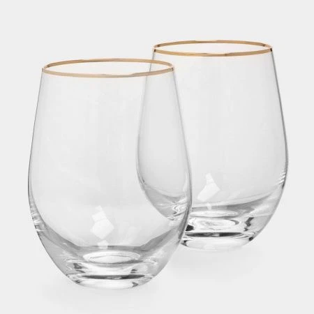 Стаканы набор 2шт 500мл стекло Ravello с золотистым кантом ANLAF-EOTU08