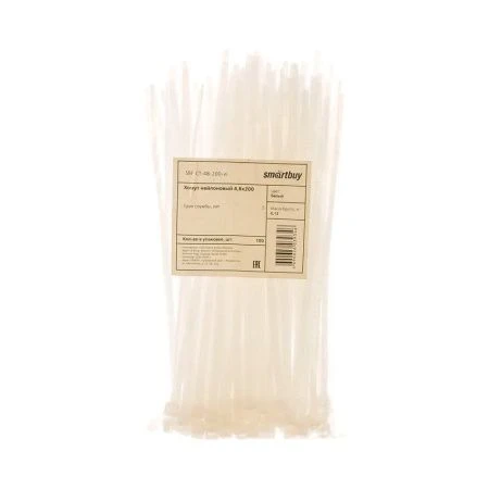 Хомут нейлон 200*4,8мм белый SBE-CT-48-200-w Smartbuy 100шт.
