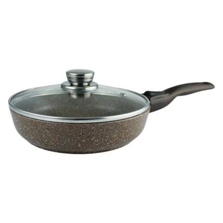 Сковорода 28см алюминий АП АЛТАЙ стекл.крышка съемная ручка soft-touch Мрамор (8)