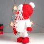 Игрушка мягкая Снеговик в красной шапке-ушанке с бомбошкой 40*17*16см