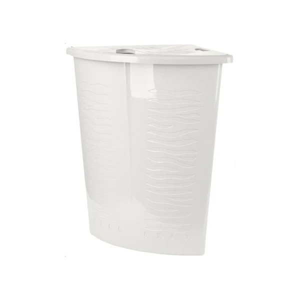 Корзина для белья угловая 40л 50*37*54см пластик Regular с откидной крышкой белое облако (7)