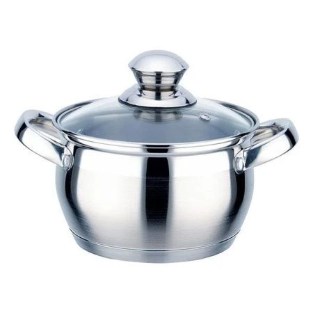 Кастрюля 1,2л нерж.сталь ПРАКТИЧНАЯ стекл.крышка индукц. П-1412 (12)