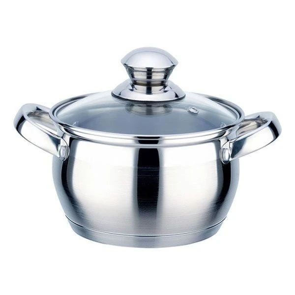 Кастрюля 3,5л нерж.сталь ПРАКТИЧНАЯ стекл.крышка индукция П-2035 (6)