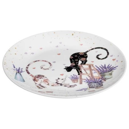 Тарелки мелкие набор 2шт 20,5*2см фарфор ЛАВАНДОВЫЕ КОТЫ десертные (18)