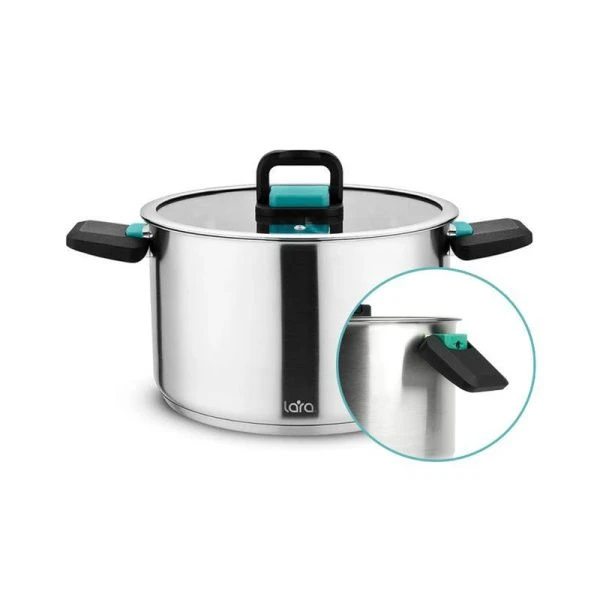 Кастрюля 3,8л нерж.сталь ИЗУМРУД стекл.крышка с силикон.ободком 20см индукц.дно LR02-243 (4)