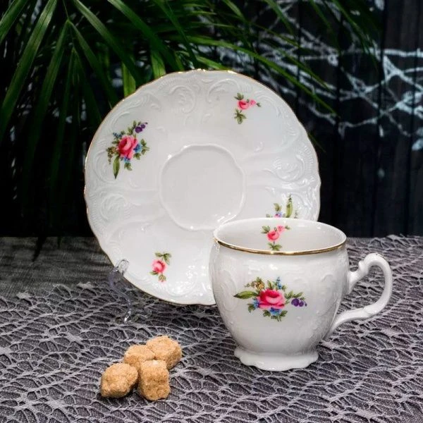 Чайный набор 2пр фарфор ПОЛЕВОЙ ЦВЕТОК на 1 персону 240мл высокая Бернадотт (6)