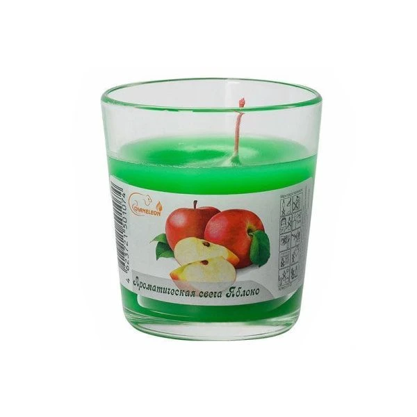 Свеча ароматизированная парафин в стеклянном подсвечнике Яблоко (18)