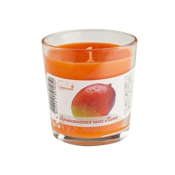 Свеча ароматизированная парафин в стеклянном подсвечнике Манго С01-19(18)