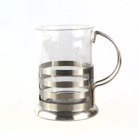 Стакан 200мл стекло/нерж в подстаканнике JC-5932/СY-09-6 (12)