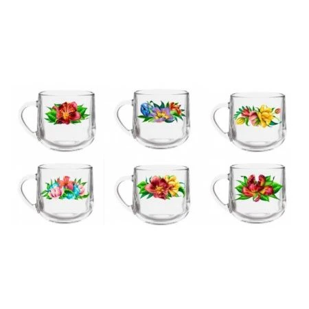 Кружка 300мл стекло Грамине РАЙСКИЕ ЦВЕТЫ (18)