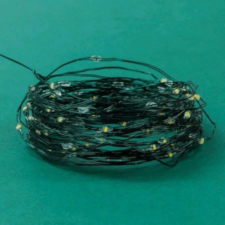 Гирлянда эл нить росы медь, 10м, 100LED, шампань, 8 реж, зеленый, 220В