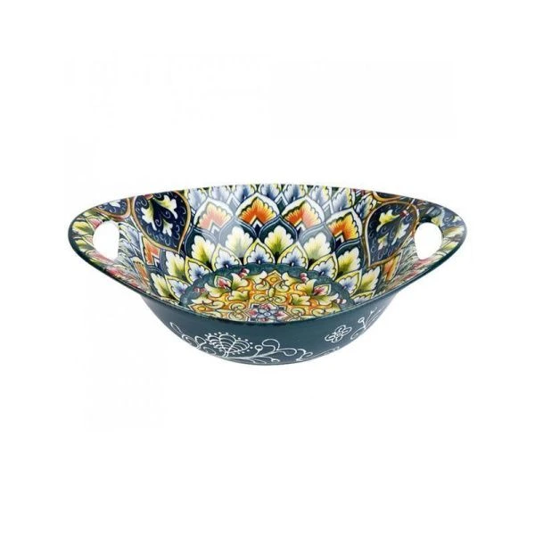 Салатник  22,7*15,2*6,6см фарфор Arabesque зеленый овальный с ручками (48)