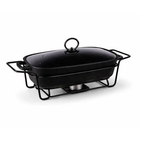 Мармит 2,5л керамика прямоугольный (стекл.крышка, мет.подставка) 43*21,5*11см черный (4)