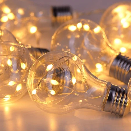 Гирлянда эл. ЛАМПОЧКИ стекло 3м (10 диодов, лампа 9см, 3 батарейки) JC-10259 (50)