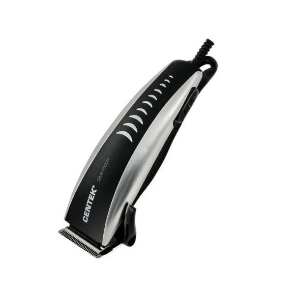 Машинка для стрижки пластик Centek CT-2123 черный/серебро 10Вт, 4 насадки, шнур 1,8м (24)