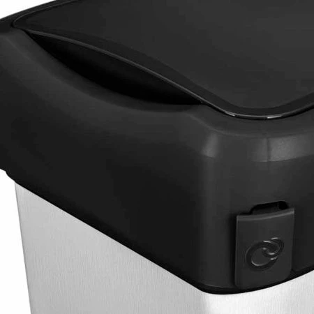 Контейнер для мусора 10л 24,50*19,60*34,50см пластик METAL BIN черный с подвижной крышкой (4)