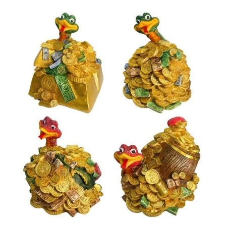 Копилка ЗМЕЙКА Золотые слитки 11см полистоун 4 вида с декор.стразами (48)