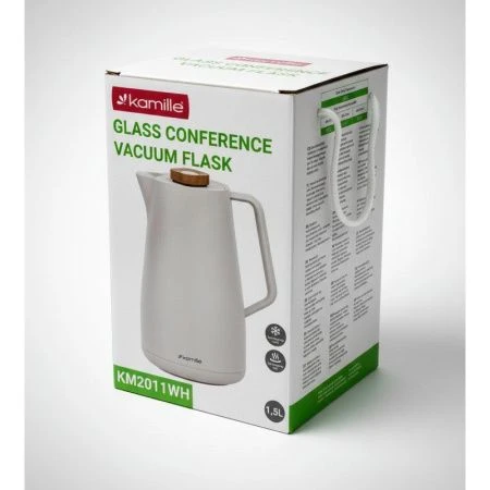 Термос конференционный 1500мл. пластиковый со стеклянной колбой (белый)(2011WH) (12)