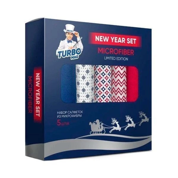 Салфетка микрофибра 5шт. 30*30см TURBOMAG Новогодняя коллекция (16)