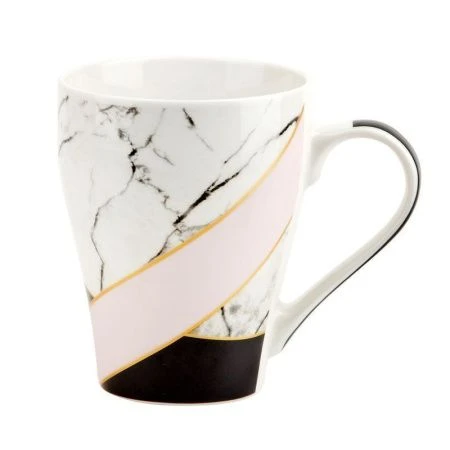 Кружка 400мл фарфор МРАМОР розовый с черным (48)