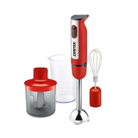 Блендер погружной нерж.сталь Centek CT-1319 красный 1000Вт ст.700мл,стал.насадка,чоппер 500мл (8)