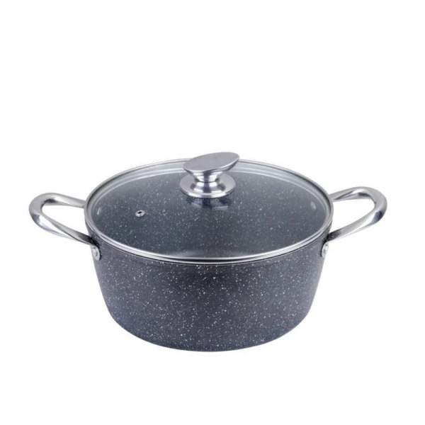 Кастрюля алюминий АП мрамор 5,56л стекл.крышка 28см ГРАФИТ WR-6023 (6)
