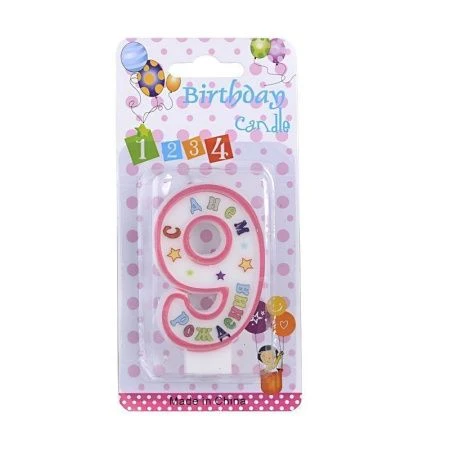 Свеча в торт парафин Цифра 9 С днем рождения 72WA (12)