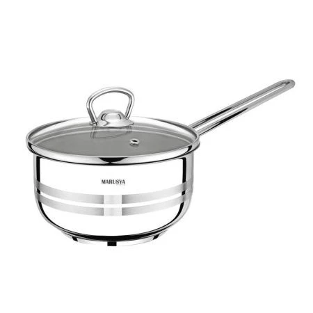 Ковш 1,2л нерж.сталь МОДЕРН со стекл.крышкой 14см (6)