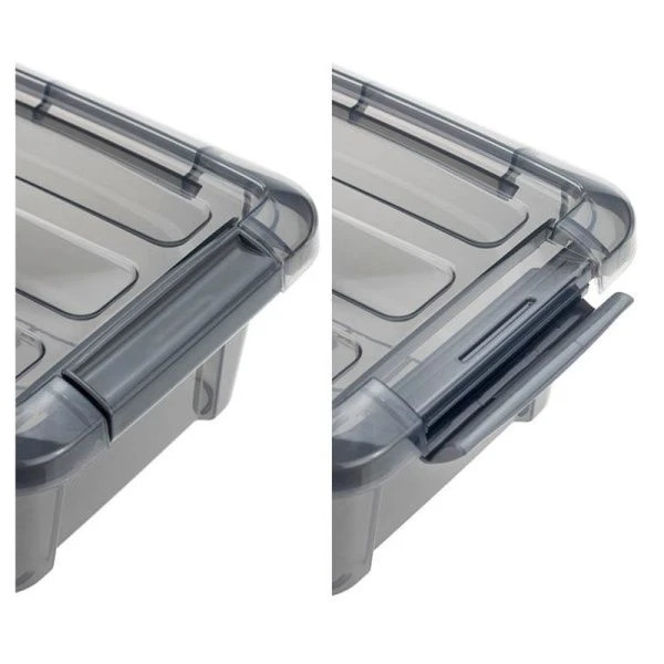 Ящик для хранения 2,8л 200*300*80мм пластик КИП с замками черный прозрачный (10)