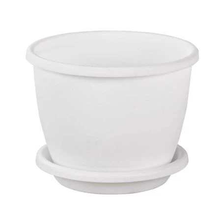 Горшок цветочный 5,5л пластик АФИНА с поддоном белый (12)