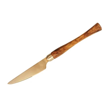 Ножи столовые набор 6шт 22*2,5см нерж.сталь МЕДЬ с дерев.ручкой (вес 1шт 29,5г)1600127/JC-15650(100)