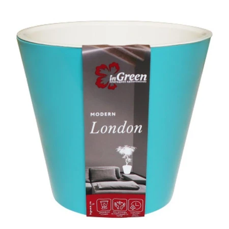 ЯЯЯГоршок для цветов пластик London 16л/15,7л 330мм на колесиках голубой жасмин (4) ВЫВОД