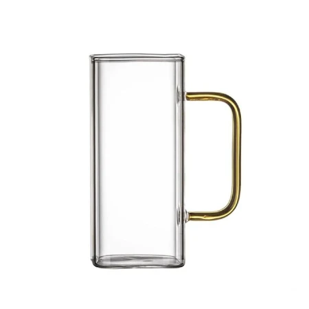 Кружка 300мл 60*135мм стекло квадратная с желтой ручкой JC-15592 (120)