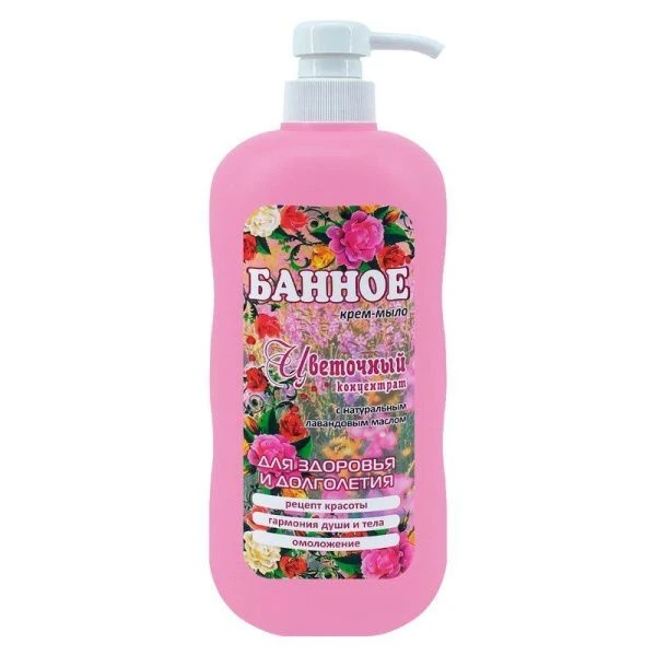 Крем-мыло жидкое банное 800мл дозатор Цветочный концентрат (12)