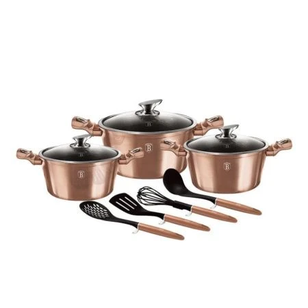 Набор посуды ал АП 10пр (к.2,5/4,1/6,1л, лопатка, венчик, шумовка, половник) Rosegold Line (1)