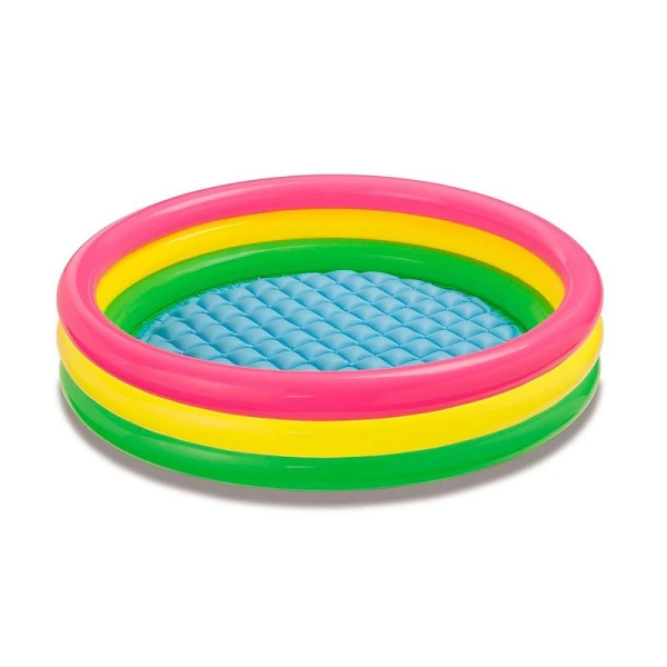 Бассейн детский круглый ПВХ Радуга с надувным дном 147*33см 275л, от 2 лет (6)