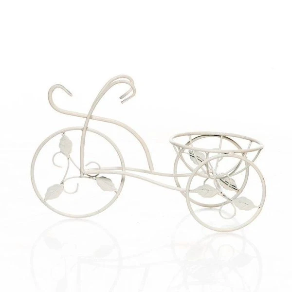 Подставка на 1 цветок 34*23*53см металл ВЕЛОСИПЕД белая 14-861 B