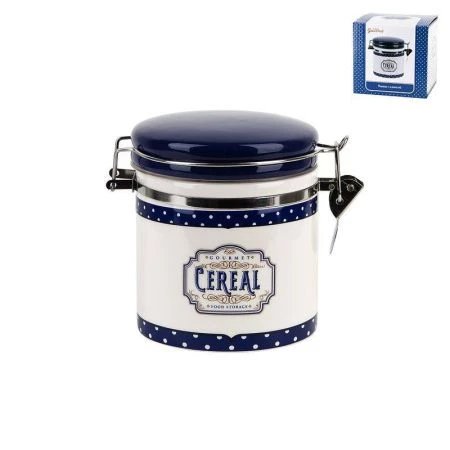 Банка для сыпучих продуктов 480мл 11,5*10*11,5см керамика Gourmet с клипсой подар.уп. (24)