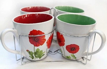 Набор кружек 5пр 580мл, хром.подставка