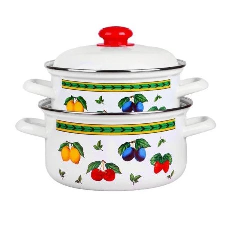 Набор кастрюль 2пр 2/3л эмаль ФРУКТОВОЕ АССОРТИ цилиндрический (1)