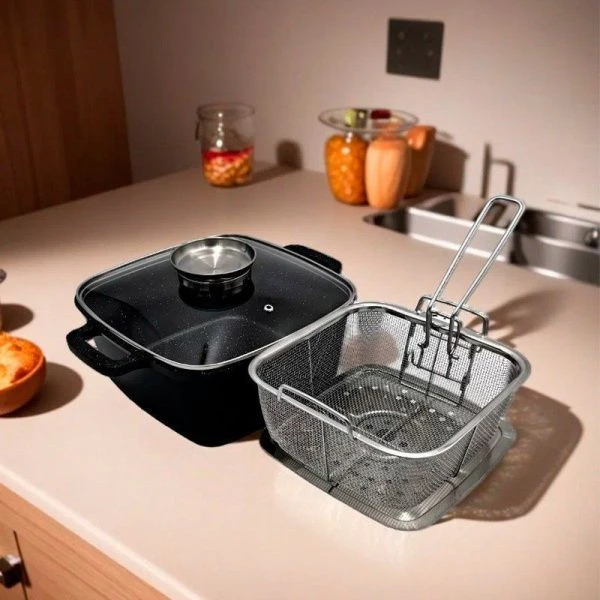 Кастрюля-фритюр 24см ал с АП стекл.крышка Black Marble (6)