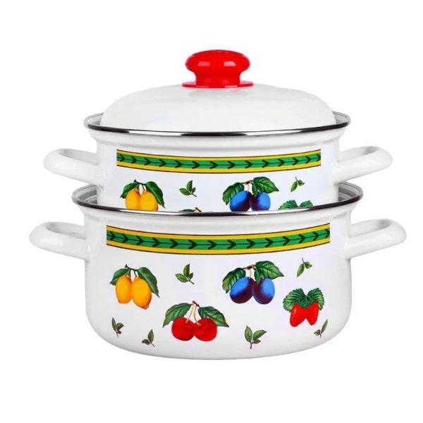 Набор кастрюль 2пр 2/3л эмаль ФРУКТОВОЕ АССОРТИ цилиндрический (1)