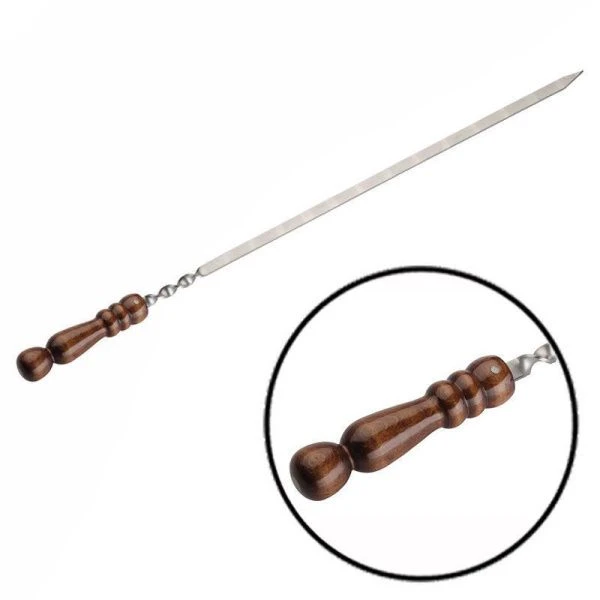 Шампур плоский 450*10*3мм металл с дерев. лакиров. ручкой Шарик 2к-258 (30/20)