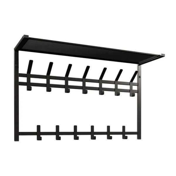 Вешалка настенная с полкой 2-х ярусная 88,5*27*54,5см металл Торонто 32 черная (1)