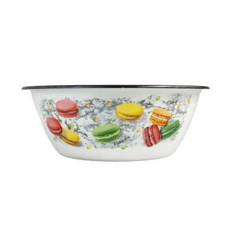 Миска 2л эмаль ЦВЕТОЧНОЕ ПЕЧЕНЬЕ белая с рис. 40304-102/5 (12)