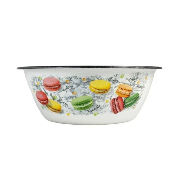 Миска 2л эмаль ЦВЕТОЧНОЕ ПЕЧЕНЬЕ белая с рис. 40304-102/5 (12)