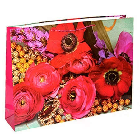 Пакет бумажный 45*33*10см горизонтальный Драгоценные анемоны (12/144)