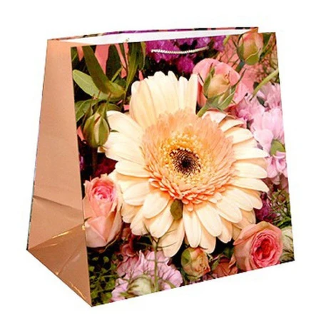 Пакет бумажный 41*41*25см квадратный Цветочный рассвет 25-076