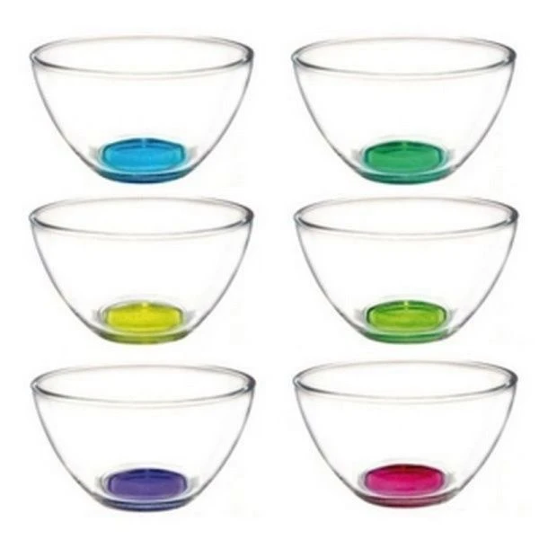 Салатник 19см 1750мл стекло Гладкий средний ЛАК МИКС (6)